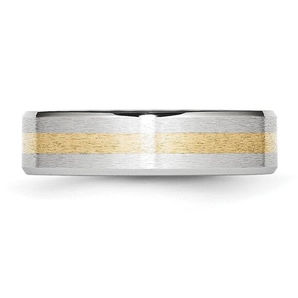 Chisel Cobalt 14k Gold Inlay Satin & Polished 6mm Band